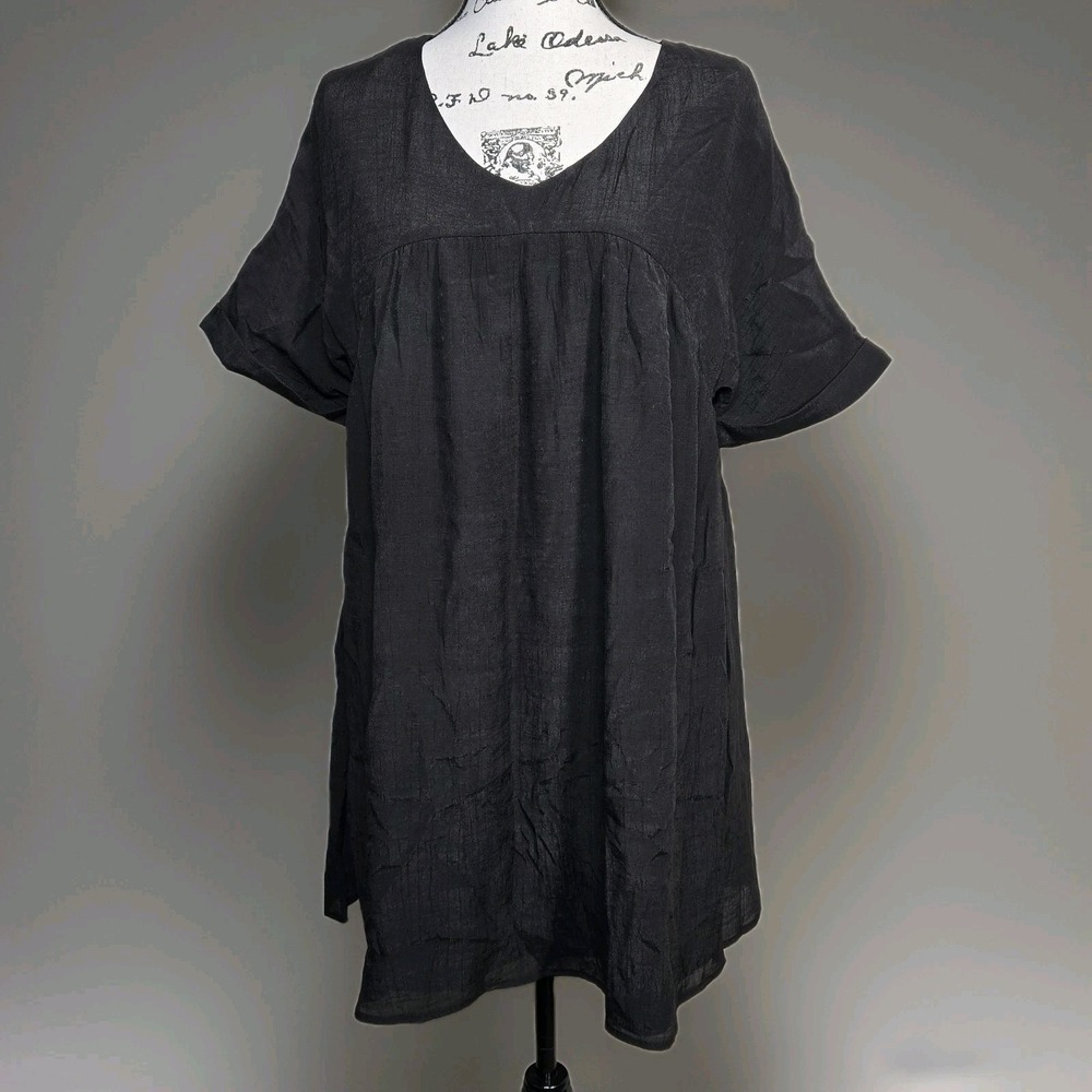 Women's CoverUp Dress Sz M Black Lined Relaxed Fit Lounge Grunge Chic Resortwear
